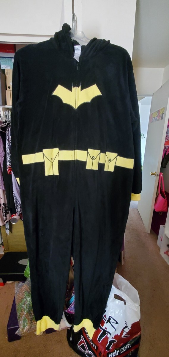 Halloween Women's Batman Fleece Hooded one Piece PJ With Mini Cape