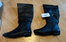 Rollda Women's Black Boots Size 7 1/2 Low Heel Fashion Riding Boots New!