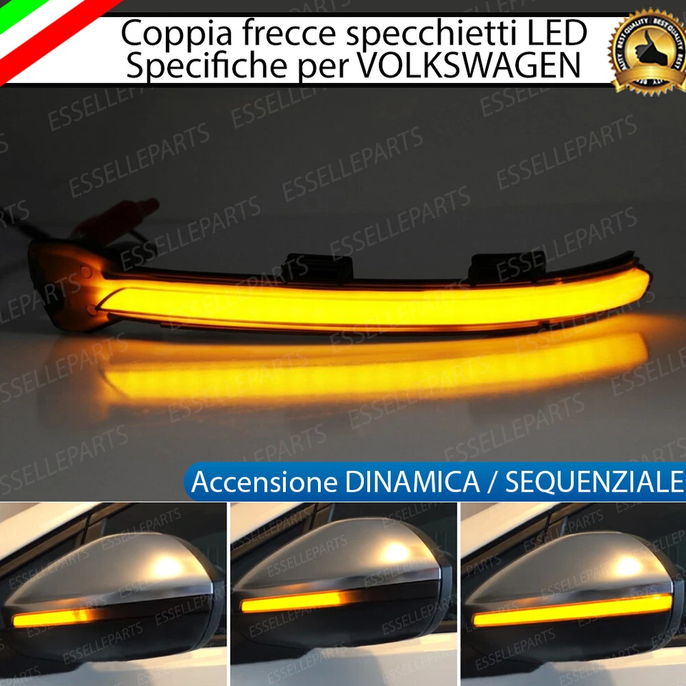 ELM SET FRECCE SPECCHIETTI LED DINAMICHE PROGRESSIVE VW GOLF 7 VII 7.5 NERO FUME'