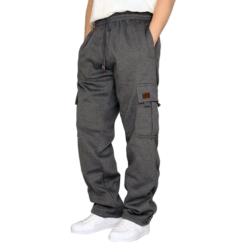 Pantalones de chándal para hombre cintura elástica jogger deportes correr cómodos 100 % algodón Foto 3 de 4