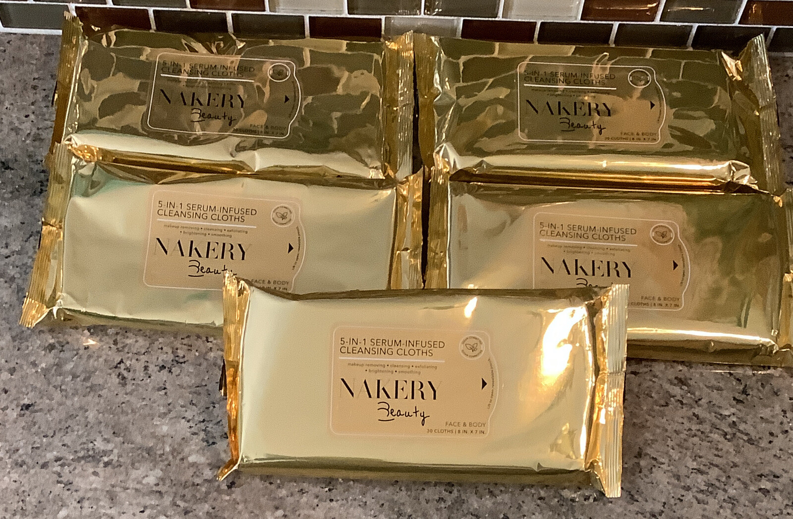5 Nakery Beauty 5in1 SerumInfused CLEANSING Cloths 150 Cloths Total