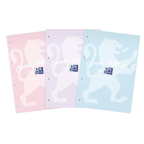 Oxford Campus, Lined Paper A4 Refill Pad, 140 Pages, Pastel Colours, Pack of 3 eBay