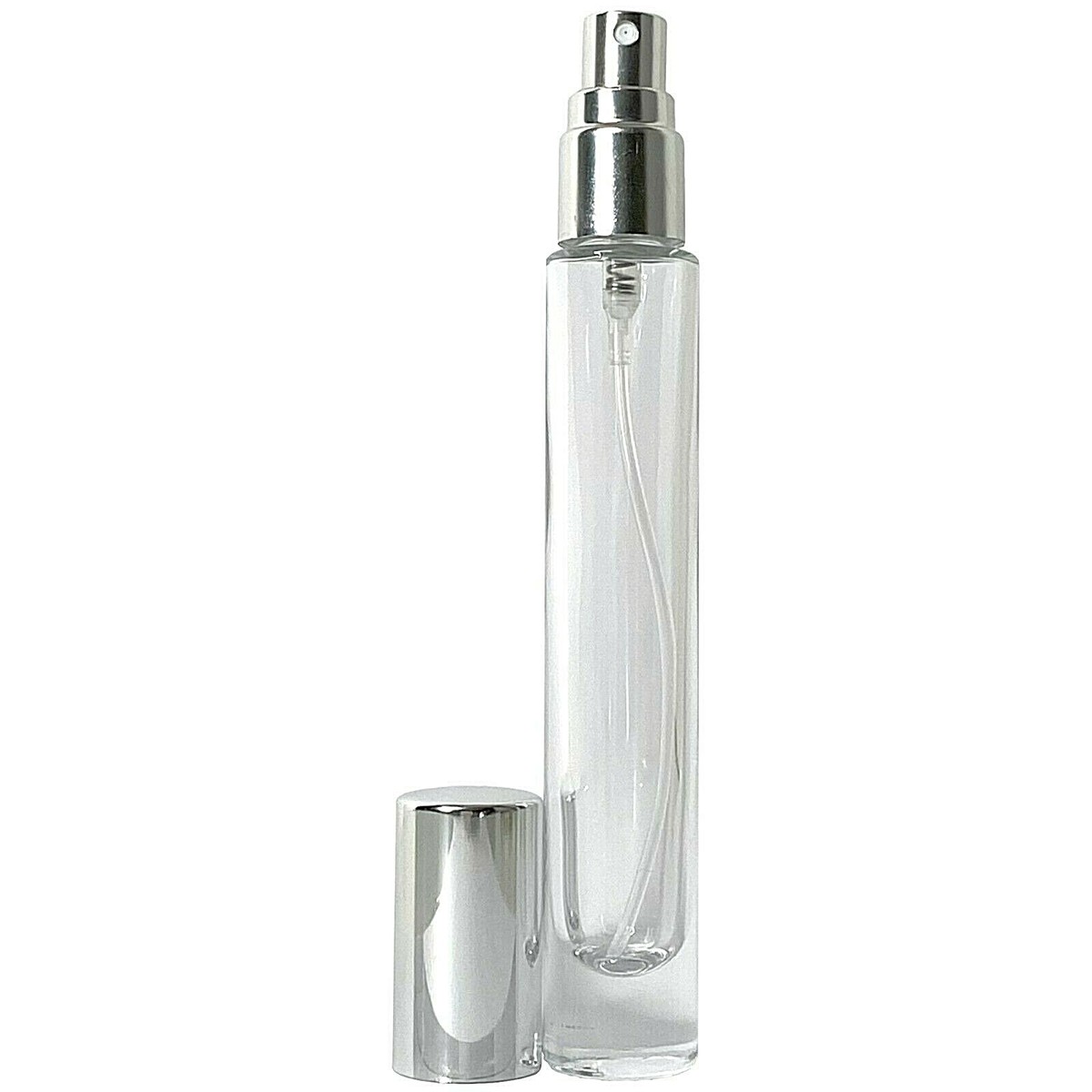 10ml 0.34oz perfume cylinder thick glass spray bottle silver