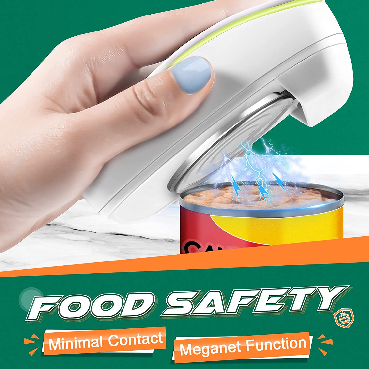 Electric Can Opener, One Touch Hand Free Can Openers, No Sharp Edge