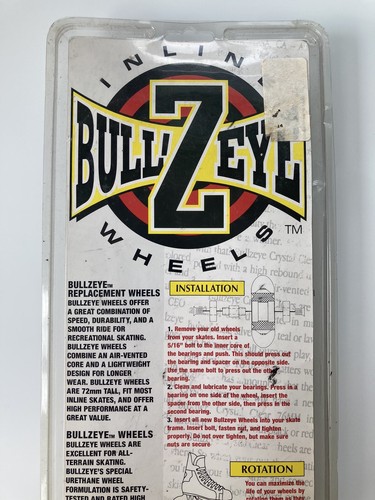 Vintage Bullzeye Inlineskates Rollschuh Klinge Räder 72 mm 80A Ersatz Nos 90er - Bild 6 von 8