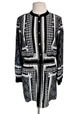 Michael Kors Women Button Up Shirt Dress Size 8 Chain Print Black White 160P