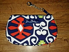 Vera Bradley Clip Zip Small ID Key Chain Coin Purse Geometric Sun Valley Pattern