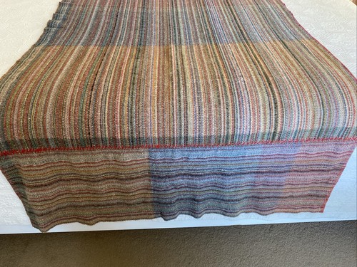 Colourful Stripe / Check Wool Blend Long Single Remnant Blanket 240 cm x 110 cm - Picture 8 of 15