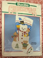 Bucilla Snow Bears 18" Felt Christmas Stocking Kit 82730 Made In USA - Vintage