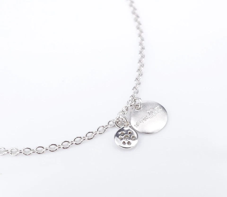 Meira T Oro Blanco 18k Diamante Collar Flecos Disco Estación 16" Diseñador NG1627 Foto 4 de 4