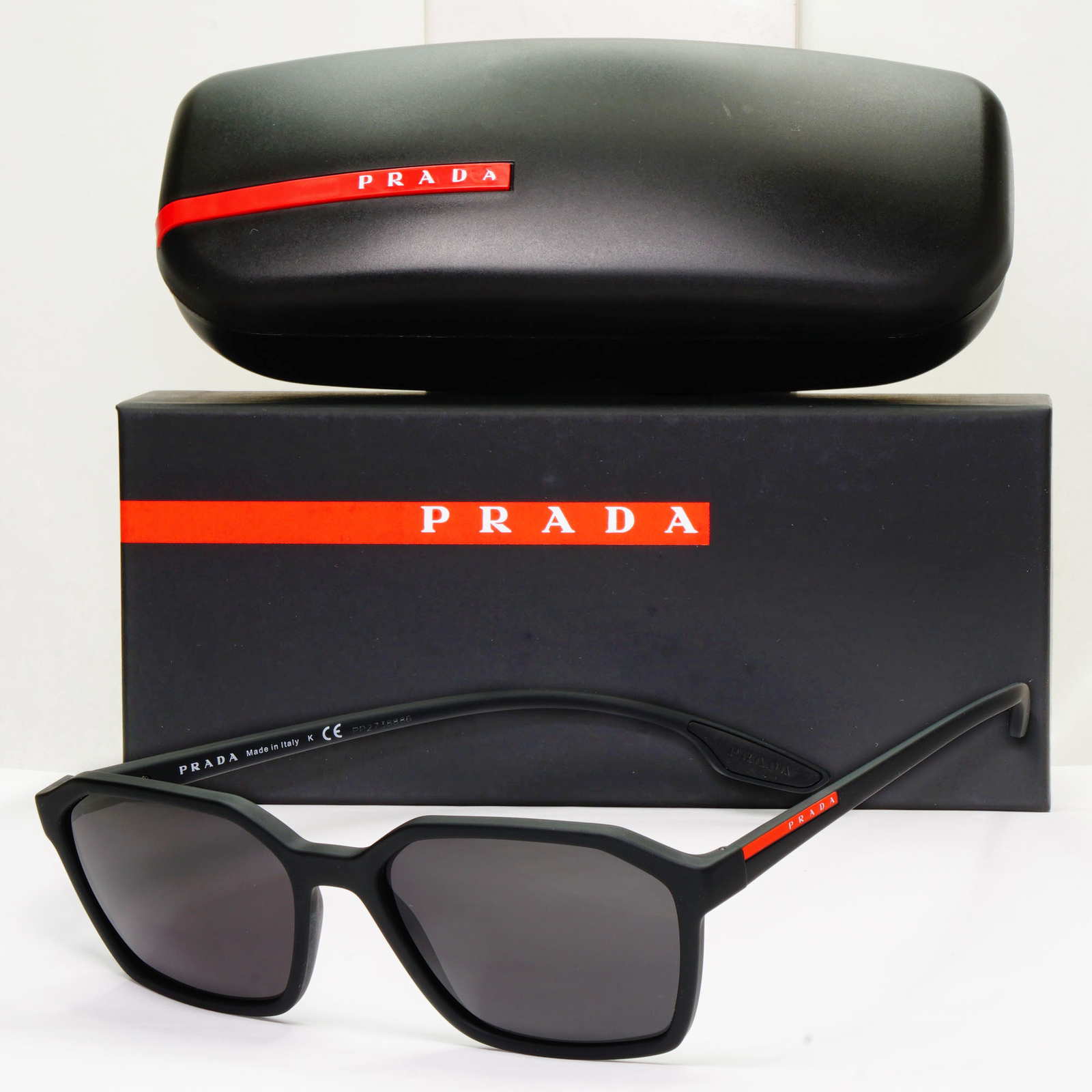 Prada Sunglasses Black Matte Square Angular PS02M… - image 1
