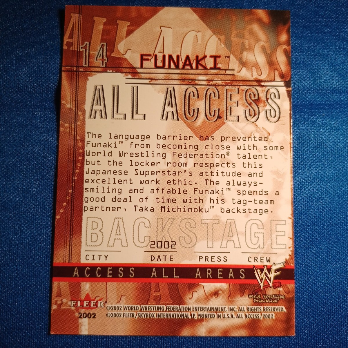 Funaki WWF Wrestling Trading Card All Access Fleer #14 WWE AEW