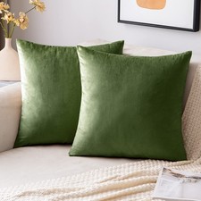 EMEMA Pack 2 Velvet Throw Pillow Covers Decorative Square Pillowcase Soft Solid