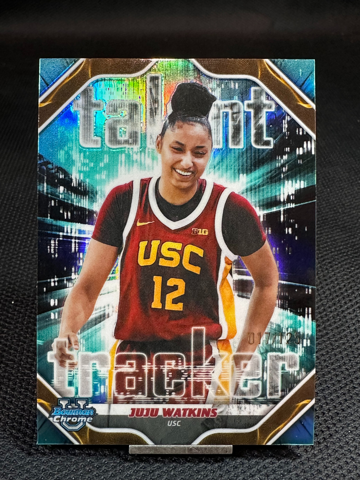 2025-26 Bowman Chrome U JUJU WATKINS Talent Tracker Aqua Refractor /125