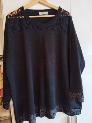 Pullover Isolde Roth schwarz Spitze Samt Gr. 48
