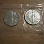 Lot of 2 Unc. Walking Liberty Silver Bullion Dollars 1987  1 Troy Oz .999 Each