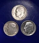 Lot of three different silver dimes, 1952-S,  1957,  1964