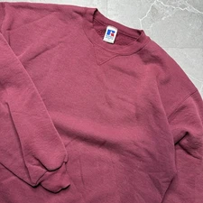 Vintage 90s Russell Athletic Burgundy Maroon Blank Sweatshirt Adult XL USA Made