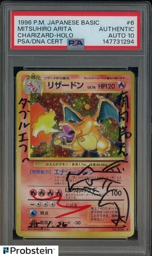 Mitsuhiro Arita Signed 1996 Pokemon Basic JPN #6 Charizard Holo PSA/DNA AUTO 10
