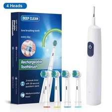 Electric Toothbrush Rechargeable Pro Rotating Brush with 4 Heads 5 Modes-USA
