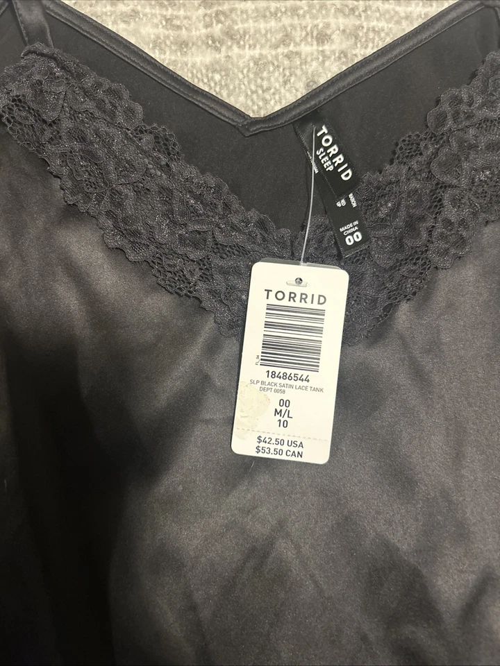 Torrid Woman’s Sleep Blk Satin Lace Tank Sz M/l 00 NWT - Image 2 of 4