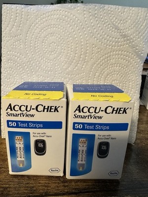 ACCU CHEK SMARTVIEW TEST STRIPS 2 Boxes 50 Ea. Free Fast Clip Lancets!!