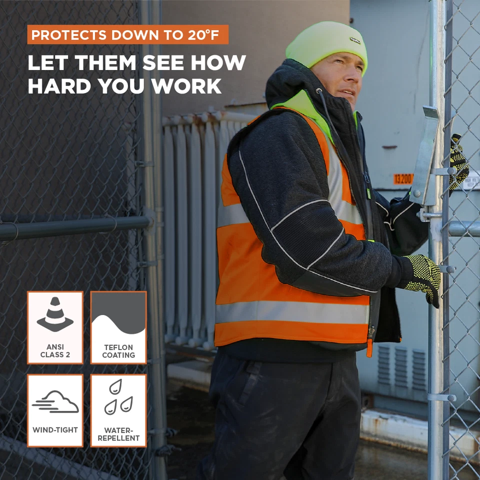 RefrigiWear Hi Vis Reversible Softshell Vest - Water-Resistant, Insulated, - Image 4 of 4