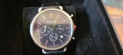 Paul Smith J525 Chronograph Watch Black Leather Strap Timepiece