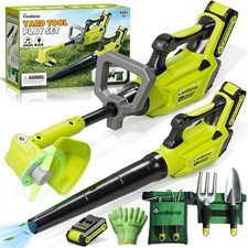 Kids Gardening Tools Set, 2 in 1 Kids Leaf Blower  Toy Lawn Mower with Sounds 