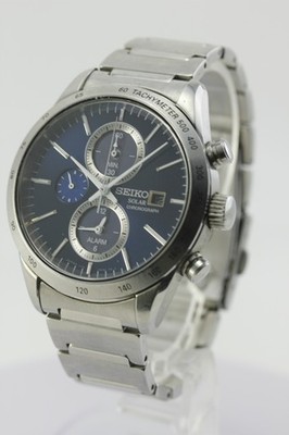 時計 SEIKO SOLAR CHRONOGRAPH V172-0AP0 SEIKO V172-0AP0 Solar Chronograph Blue Dial Men's Watch with new