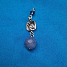 Vintage Faceted Round Purple Jasper Bead Silver Tone Pendant