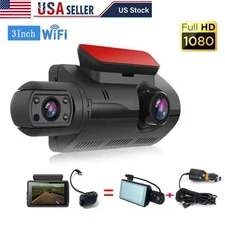 Dash Cam 2 Channel 360° Front Inside DashCam, FHD 1080P Car Camera Night Vision