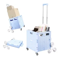 Folding Rolling Cart on Stair Climbing Wheels : Rolling Crate for Grocery...