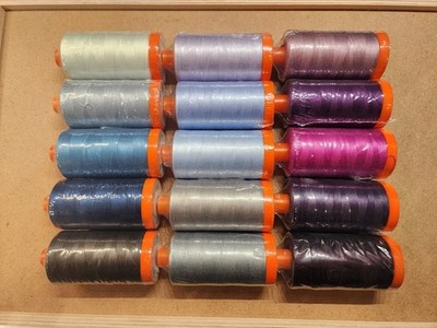 Aurifil Thread Mako Cotton 100% 50 WT Large Spools 1422 Yds/ 15 Spools set OR001