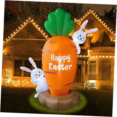  5 Feet Inflatable Easter Day Decoration, Blow Up Carrot with 2 Little Cute 