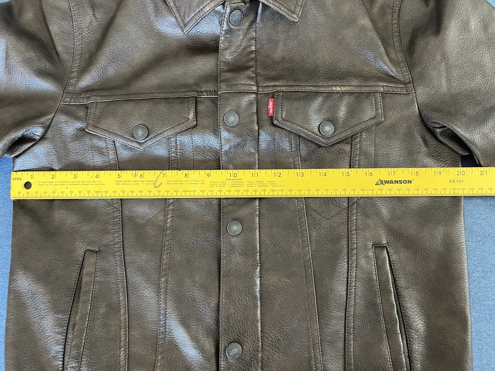 NEW Men's Levi's Faux Leather Trucker Jacket - Small - Brown - Style LM0OU638 image 5