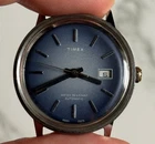 Timex 1970s Vintage Men’s Watch Mechanical Blue Dial Classic