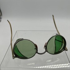Vintage American Optical Tinted Green Safety Glasses Goggles - STEAMPUNK GLASSES