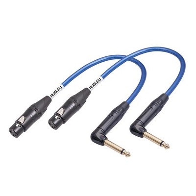 2Pack 1Ft 1/4'' TS Right Angle to XLR Female Cable,XLR Female to 1/4-inch TS R...