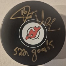 Pat Verbeek Signed New Jersey Devils 522 Goals  Puck Autograph Jsa Certified 