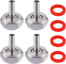4PCS 304 Stainless Steel Beer Keg Coupler Barb Connector 5/8G x 5/16