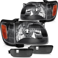 Headlamp Fits Toyota Tacoma 2001-2004 Headlights Assembly Pair Black Housing