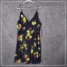 My Michelle Dress Women 2XL Black Floral Fit Flare Skater Stretch Cottagecore