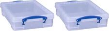 Really Useful Box 4 Liter Plastic Stackable Storage Container W/Snap Lid & Built