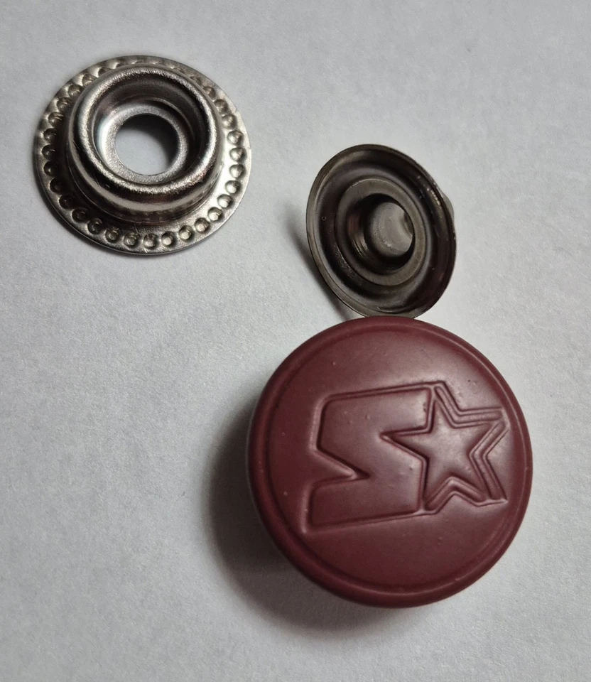 Metal Press Stud Snap Button Fastener Replacement Starter Jacket Red Vintage  - Image 4 of 4