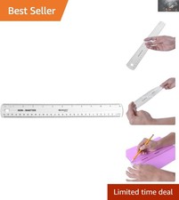 Transparent Shatterproof Ruler - 12-Inch for Classroom  Professional Use