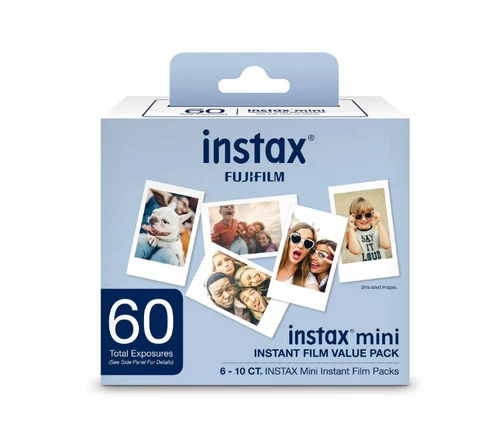 Fujifilm Instax Mini Instant Film 60 Exposures ISO 800 White Border Value Pack - product listing photo