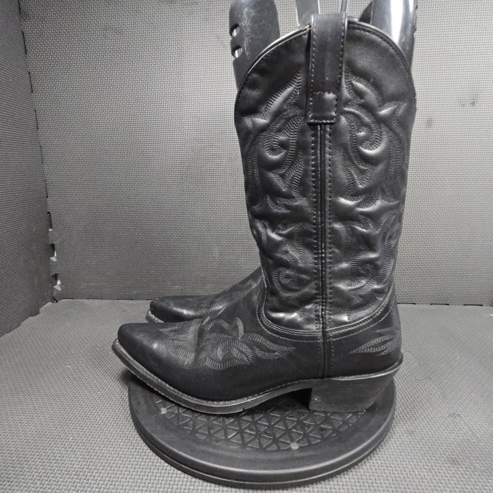 Botas de Vaquero Laredo Para Hombre Talla 9.5 Negras 6860 Cuero Punta Occidental Foto 3 de 4