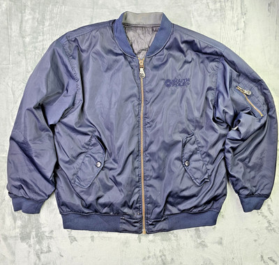 Southpole Wende Bomberjacke Herren XL grau blau gesteppt Y2K