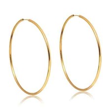 Designer Inspired 18K Yellow Gold Filled 50mm Endless Thin Large Hoop Earrings